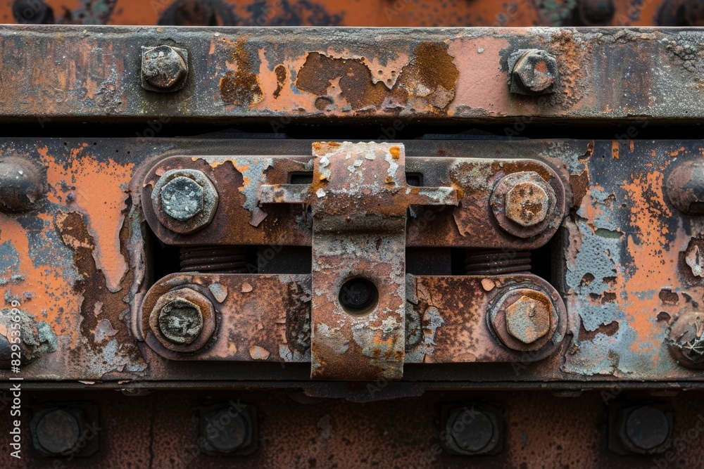 Coupler: Rust-Eaten Train Coupler Close Up on Abandoned Industrial Railroad Coupler: Rust-Eaten Train Coupler Close Up on Abandoned Industrial Railroad