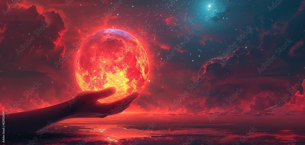 An abstract illustration of a hand holding a glowing orb. An abstract illustration of a hand holding a glowing orb.