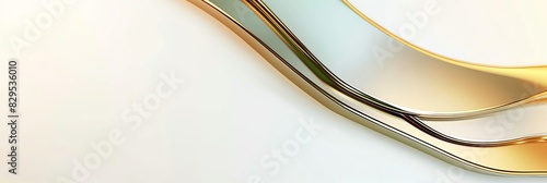 gold , siver gradient, curved shape, white background, 3d render, simple shapes, in the style of simple, minimal, green light, aspect ratio 3:1 for banner, landing page, blog, website BG