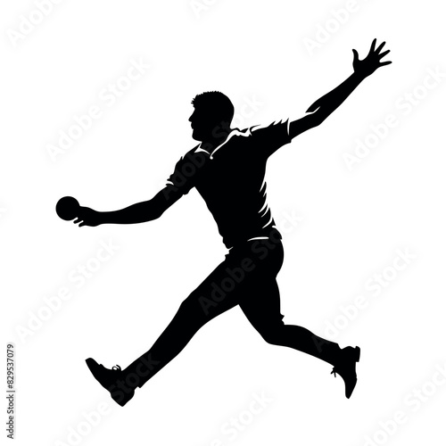 A cricket bowler running for bowl vector silhouette, white background