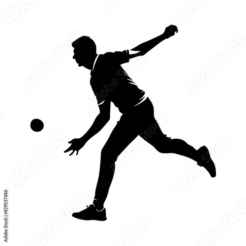 A cricket bowler running for bowl vector silhouette  white background