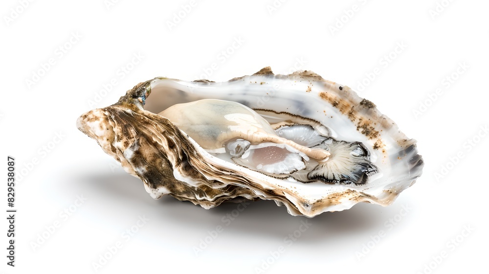 Fresh oyster with open shell and visible pearl oyster inside. High-quality marine life image for food and nature. Perfect for culinary and educational purposes. AI Fresh oyster with open shell and visible pearl oyster inside. High-quality marine life image for food and nature. Perfect for culinary and educational purposes. AI