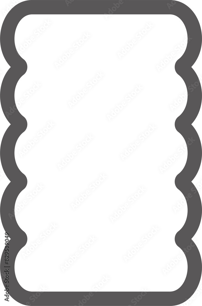 Fototapeta premium Wavy rectangle frame. Scallop edge box. Outline squiggle border. Groovy zigzag abstract shape. Cute square aesthetic banner. Retro art.