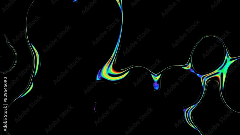 Neon Liquid Art with Organic Shapes on Black Background. Bubble ...