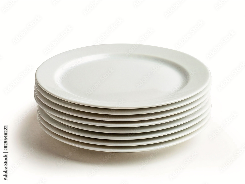 A stack of simple white plates, arranged in a neat and organized fashion on a table. A stack of simple white plates, arranged in a neat and organized fashion on a table.