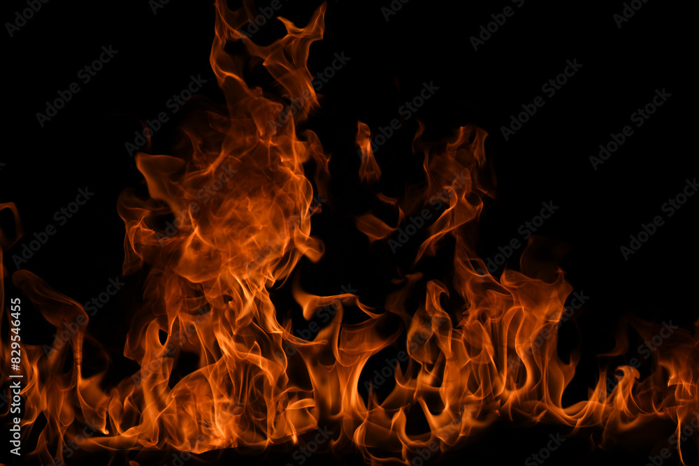 Fire flame isolate on black background. Burn flames, abstract texture. Art design for fire pattern, flame texture. Fire flame isolate on black background. Burn flames, abstract texture. Art design for fire pattern, flame texture.