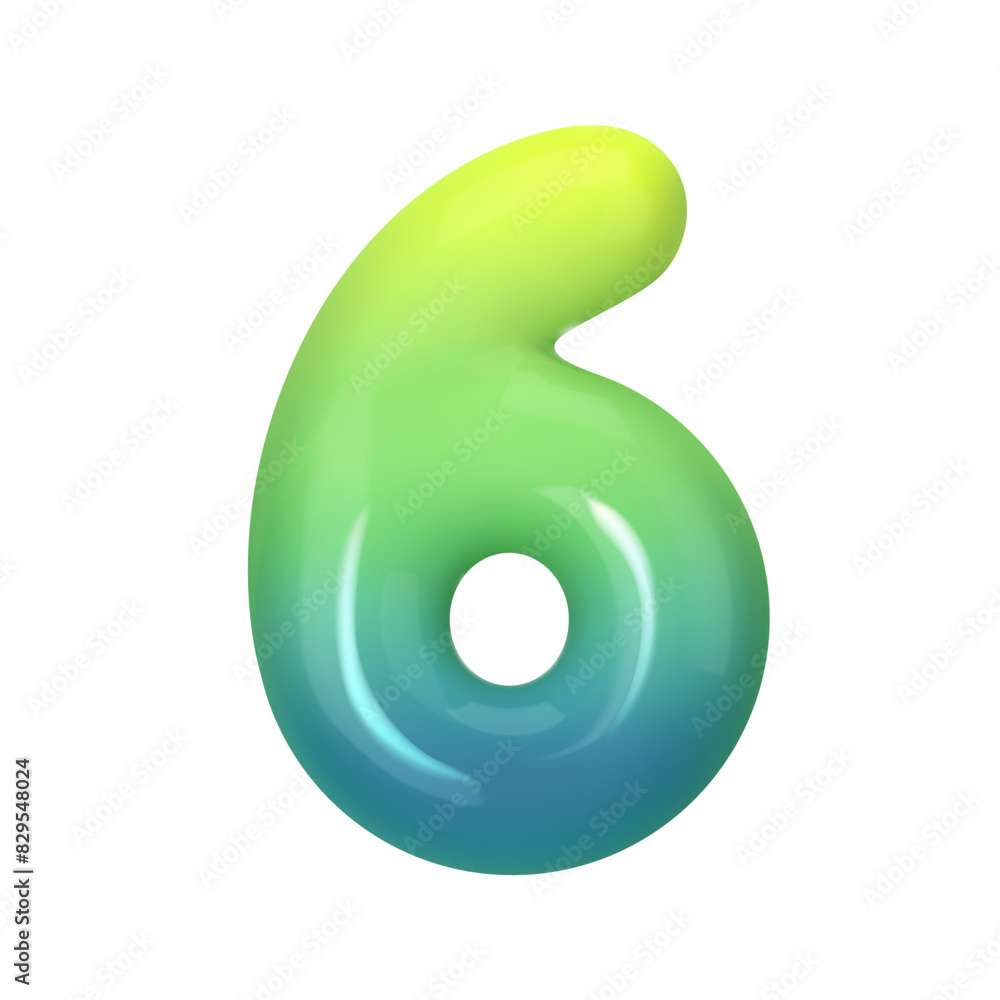 Stylish 3D number 6 with green-blue gradient. Modern, vibrant, and abstract. Perfect for digital art, graphic design, and creative projects. Vector illustration Stylish 3D number 6 with green-blue gradient. Modern, vibrant, and abstract. Perfect for digital art, graphic design, and creative projects. Vector illustration