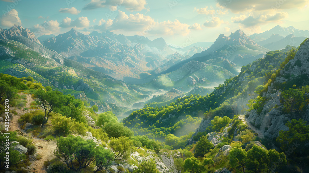 Naklejka premium landscape with mountains