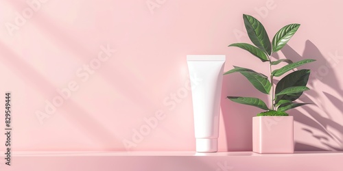 mockup template, cosmetology, face care product, minimalism, photo of stock, place of the text pastel color, mockup template © rajagambar99