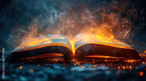 An abstract image of light emanating from an open book. photo