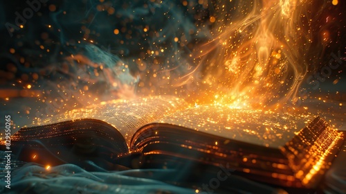 An abstract image of light emanating from an open book.