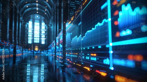 3D Financial History Timeline: Create a 3D timeline showcasing significant events in financial history, such as the founding of major stock exchanges, market crashes, and the rise of fintech.  photo