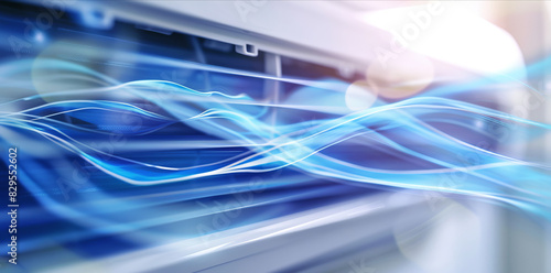 An air conditioning unit blowing out cool air into a room