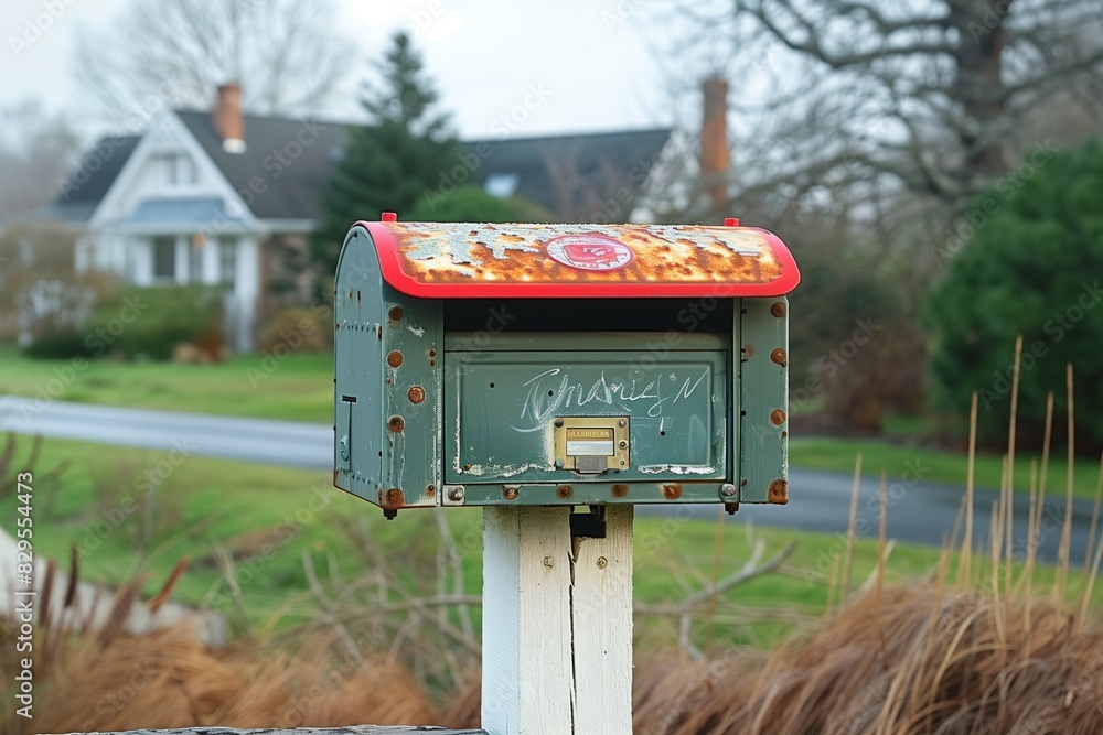 Home mailbox , a symbol of connection awaiting news and messages Home mailbox , a symbol of connection awaiting news and messages