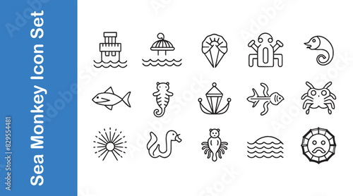 Sea Monkey Icons Set.