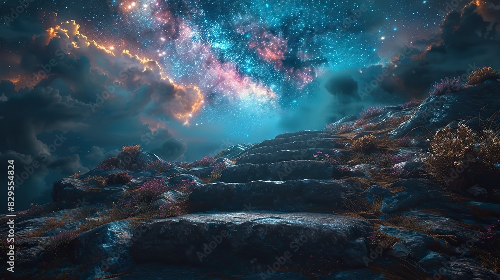 Obraz premium A celestial staircase leading up to the sky.