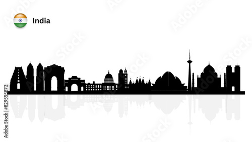 India skyline, India cityscape, India skyscraper buildings vector silhouette. vector illustrator
