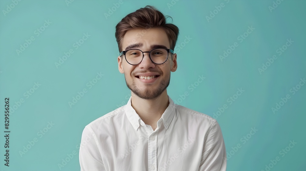 Young Title Analyst Exuding Joy and Proficiency in Vibrant Work Atmosphere Young Title Analyst Exuding Joy and Proficiency in Vibrant Work Atmosphere