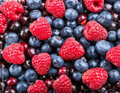 raspberries and blueberries