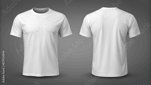 Blank white t-shirt template for front and back view