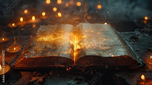 A sacred text glowing with inner light.