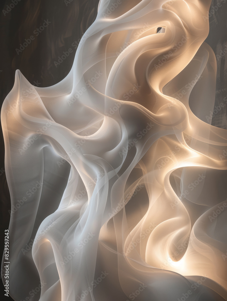 Obraz premium Abstract light art with fluid, glowing, and translucent forms.