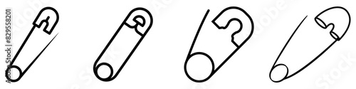 Pin icon vector set. Barrette illustration sign collection. Safety Pin symbol or logo.