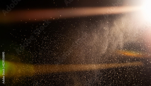 Designed film texture background with heavy grain  dust and a light leak Real Lens Flare Shot in Studio over Black Background