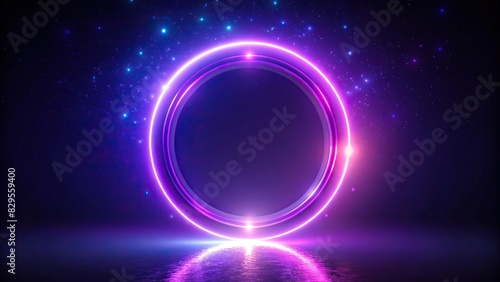 Beautiful purple neon ring with AI-generated glow on dark background