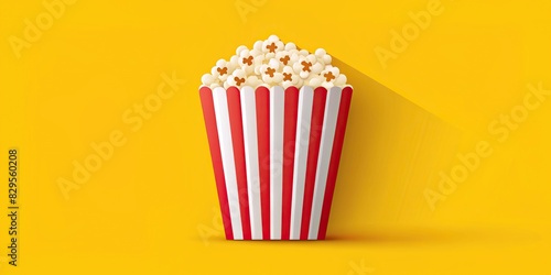 Simple and appealing flat icon of popcorn on a yellow background