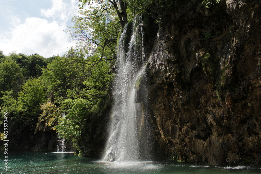 ROCK WATERFALL. Plitvice Lakes. Waterfall in Croatia ROCK WATERFALL. Plitvice Lakes. Waterfall in Croatia