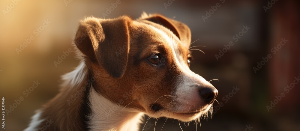 Close up of a stray dog with a chip in its ear providing copy space image