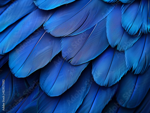 Abstract background of bright blue feathers, wallpaper