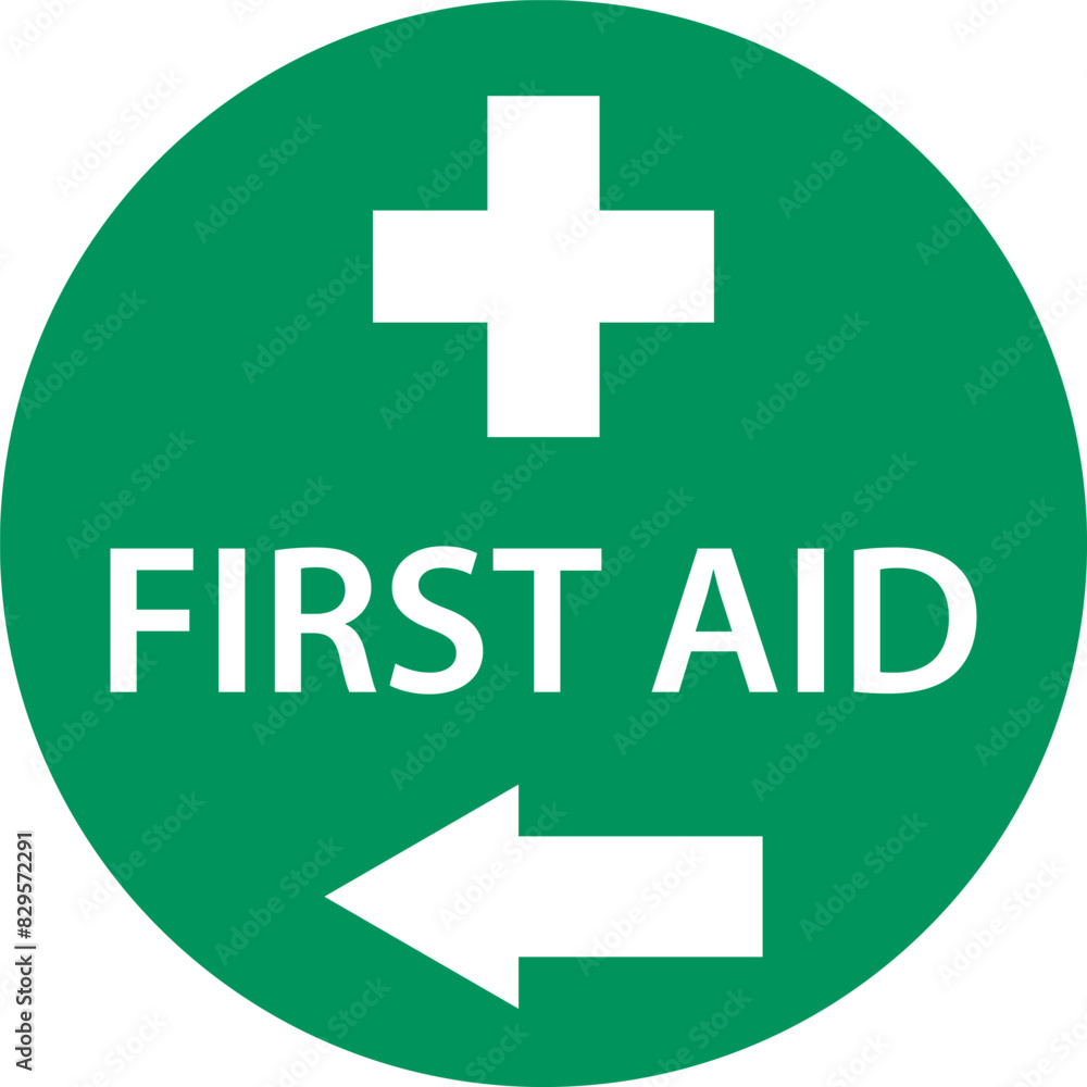 First aid post box point green sign First aid post box point green sign