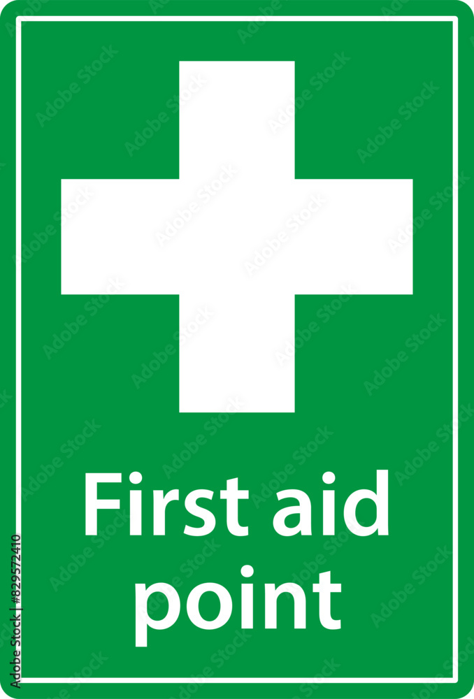 Fototapeta premium First aid post box point green sign