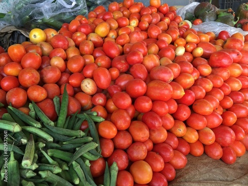 tomatoes in a market