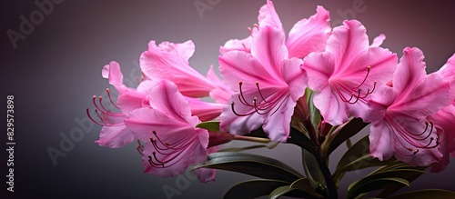 Macro photograph of a lovely pink Rhododendron flower with copy space image photo