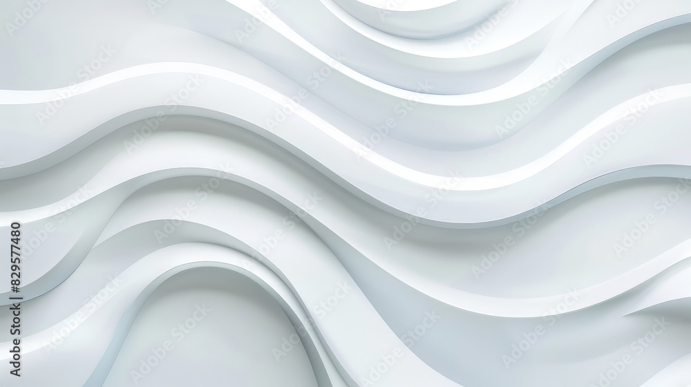 Fototapeta premium Clean and simple wave-like patterns in white blend naturally with a clean background, highlighting elegance and minimalism