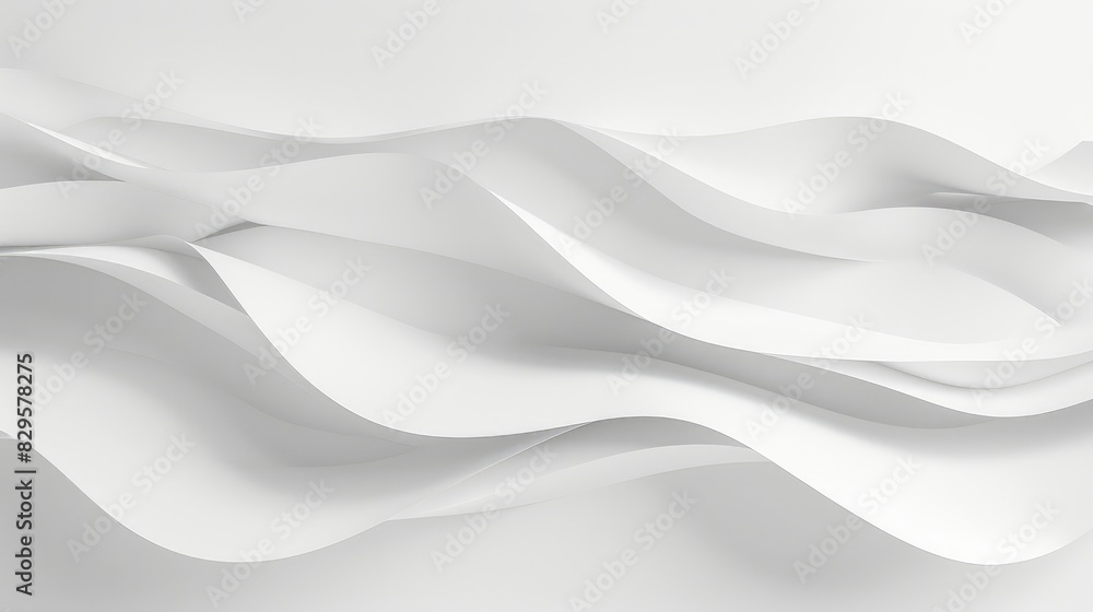 Obraz premium Clean white waves seamlessly flow into a minimalist background, emphasizing simplicity and elegance.