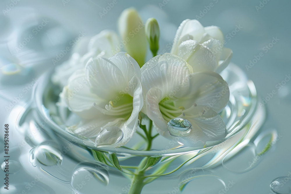 Fresh white flower with water drop Fresh white flower with water drop