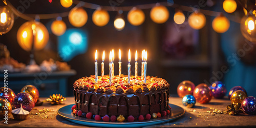 birthday cake with candles photo