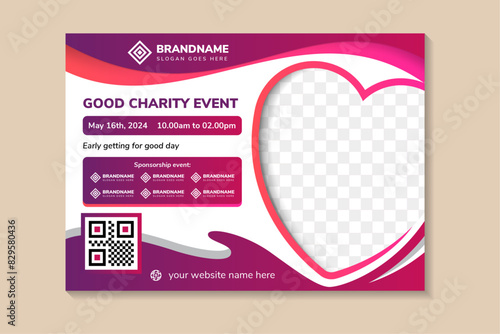good charity event flyer Banner, horizontal layout Life charity existence promotion, Education program Banner Design