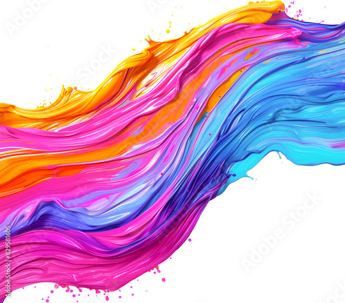 Wave splash color brush paint swirl isolated abstract on white background. Brushstroke ribbon paint stroke flow,  wavy 3D shape design of paintbrush pen fluid rainbow element acrylic texture line © Vita