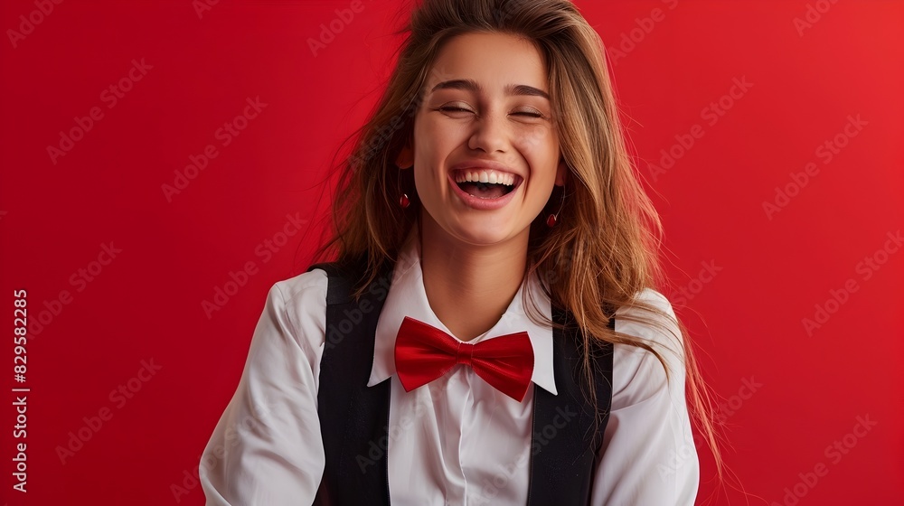 Joyful Casino Host Young Professional Exuding Happiness in the Gaming Resort Industry Joyful Casino Host Young Professional Exuding Happiness in the Gaming Resort Industry