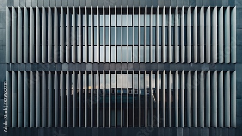 A minimalist building facade with rhythmic patterns and subtle textures