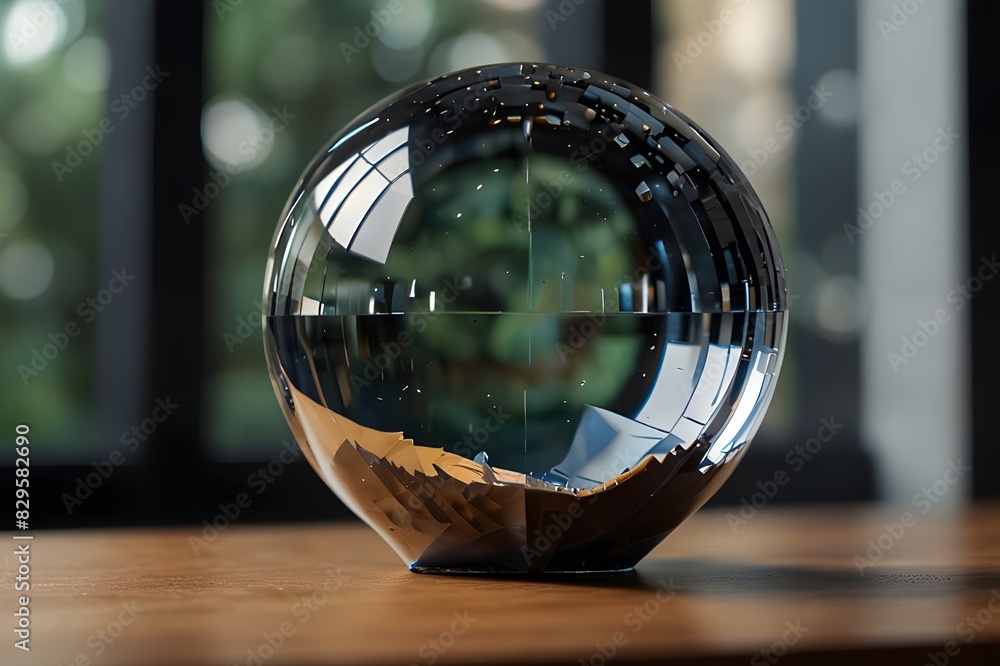 Crystal charming sphere on table. AI generative Crystal charming sphere on table. AI generative