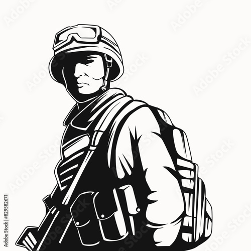 The great soldier vector illustration black and white