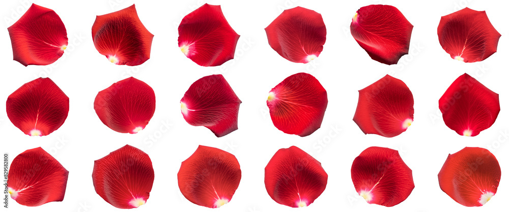 Set Of Red Rose Petals Isolated On Transparent Background Set Of Red Rose Petals Isolated On Transparent Background
