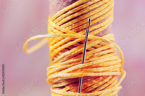 Yellow  thread and needle