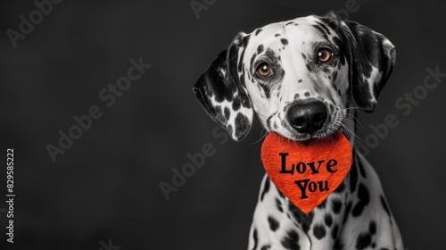Adoring Dalmatian Beholding Red Heart Proclaiming Love © pvl0707